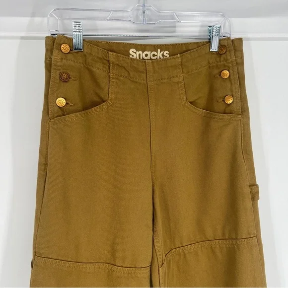 Snacks by Mother The Smoothie Green Utility Skimp Denim Pants in Bronze Mist 26 - Picture 3 of 11